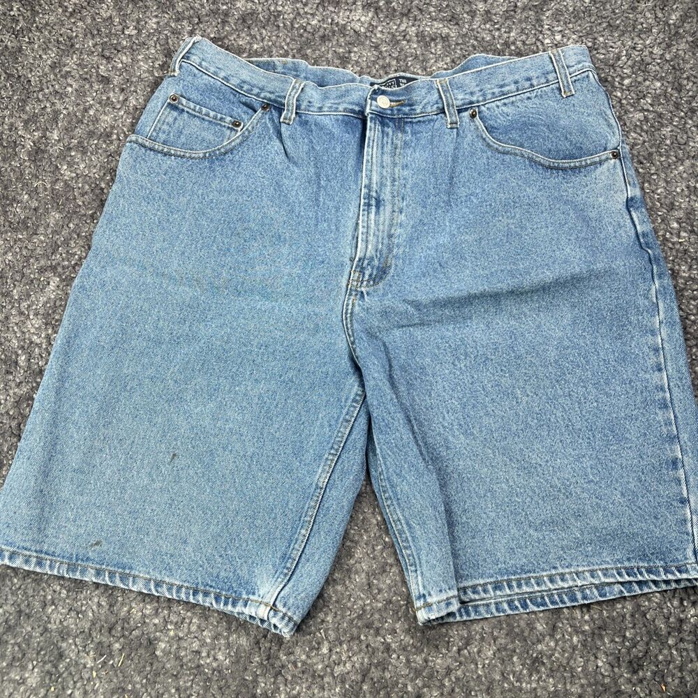 Vintage Old Navy Blue Jeans Denim Pleated Baggy Shorts Mens 40 Skater Y2K 90s